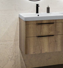 IBX ROUND, тумба под раковину 50 см, 2 ящика с ручкой хром, цвет белый глянцевый лак