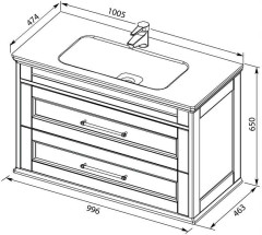 Тумба с раковиной Aquanet Бостон М 100 белый