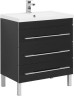 Тумба с раковиной Aquanet Верона NEW 75 черный (напольная 3 ящика)