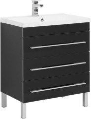 Тумба с раковиной Aquanet Верона NEW 75 черный (напольная 3 ящика)