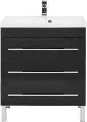 Тумба с раковиной Aquanet Верона NEW 75 черный (напольная 3 ящика)