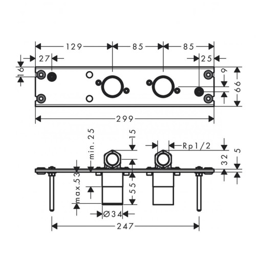 Скрытая часть для смесителя Hansgrohe Rainfinity Showerpipe 360 G 1/2 (26840180