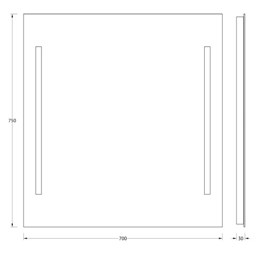 Зеркало настенное c 2-мя встроенными LUM-светильниками Lumline EVOFORM 70х75 см, BY 2016