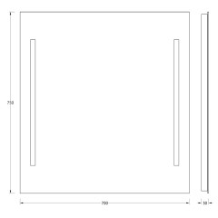 Зеркало настенное c 2-мя встроенными LUM-светильниками Lumline EVOFORM 70х75 см, BY 2016