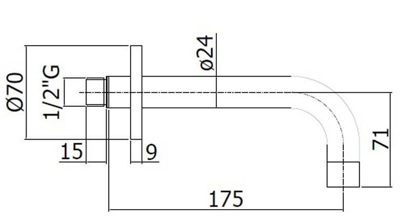 Излив из стены, для ванны Paffoni LIGHT, D24mm, 175 мм, белый матовый (ZBOC139BO)