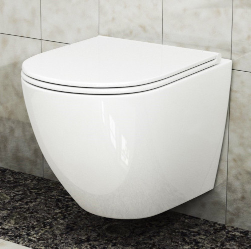 Унитаз подвесной безободковый Bauedge Stil BS0001-HQ, белый