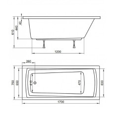 Ванна акриловая Ravak Domino PLUS (ванна, панель, каркас, слив)