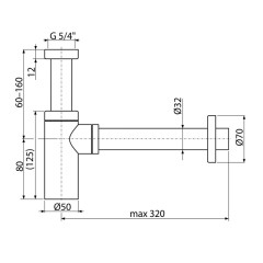 Сифон Alcadrain для раковины DN32 DESIGN цельнометаллический, круглый, белый (A400B)