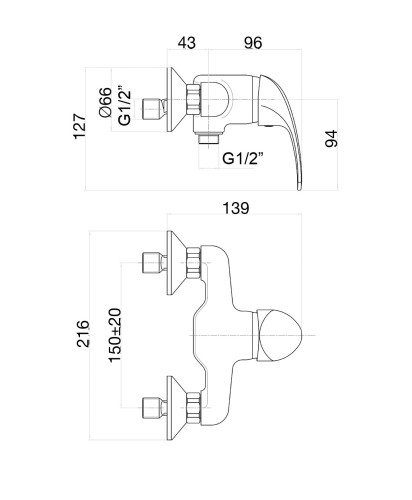 Смеситель для душа Fiore MAX 32CR1230, хром