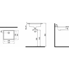 Раковина Bien INFINITUM врезная под столешницу  460 (внутр.разм. 400) х 390 (внутр.разм. 330) х150