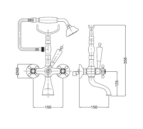 Смеситель для ванны Bugnatese Revival 400