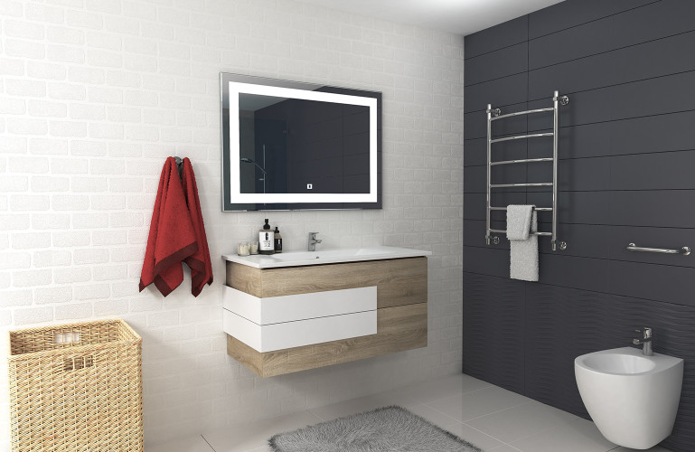 Зеркало Even 100 alum с подсветкой Sansa