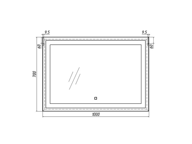 Зеркало Even 100 alum с подсветкой Sansa