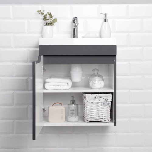 Тумба Итана Alexa 50 493х343х570 подвесная с раковиной Clarissa 50 левый Графит (CS00080611)