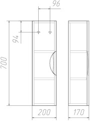 Шкаф модульный Грация 20 левый/правый Домино