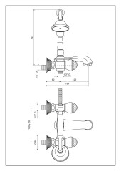 Emmevi The One, смеситель для ванны. Металлические ручки + большие прозрачные кристаллы, цвет золото