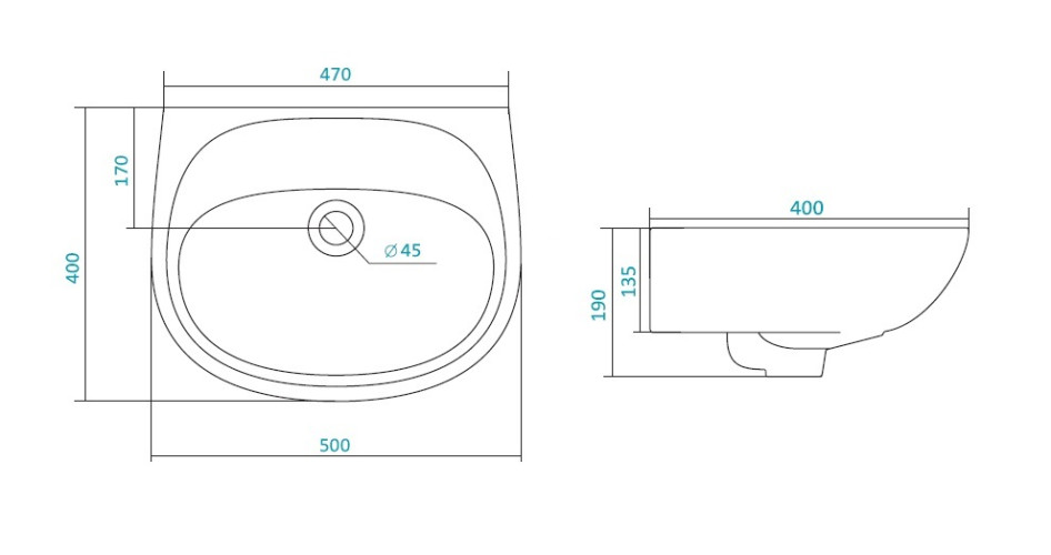 Раковина подвесная Santek Анимо 50х40х19 фаянс, цвет Белый (1WH110493)