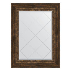 Зеркало настенное с гравировкой EVOFORM в багетной раме состаренное дерево с орнаментом, 72х95 см, BY 4129