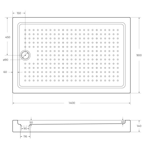 Акриловый поддон CEZARES TRAY-A-AH-110/90-15-W