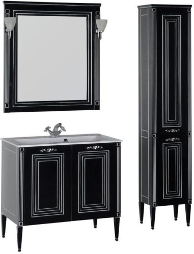 Мебель для ванной Aquanet Паола 90 черный/серебро (литьевой мрамор)