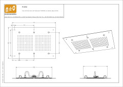 Graffio, прямоугольная потолочная душевая головка 70х50 см, 2 режима: дождь и 6 распылителей, цвет хром