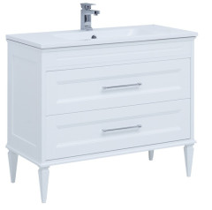 Тумба с раковиной Aquanet Бостон М 100 белый (лит. мрамор)