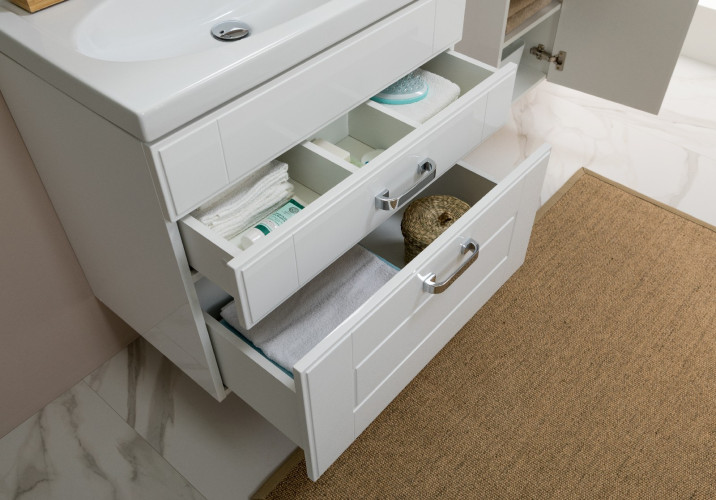 Тумба с раковиной Aquanet Рондо 70 белый антик (2 ящика)