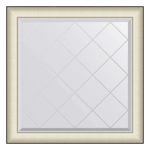 Зеркало настенное с гравировкой EVOFORM в багетной раме белая кожа с хромом, 84х84 см, BY 4572