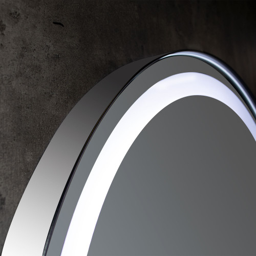 Xpertials OLEKR, круглое зеркало 60 см с LED подсветкой: датчик вкл/выкл подсветки с диммером и датчик антизапотевания, профиль глянцевый хром