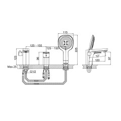 Смеситель на борт ванны D&amp;K Berlin DA1434916, белый