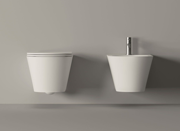 Alice Hide Round, подвесной безободковый унитаз c крепежом fix10, 57x37 см, цвет белый глянцевый