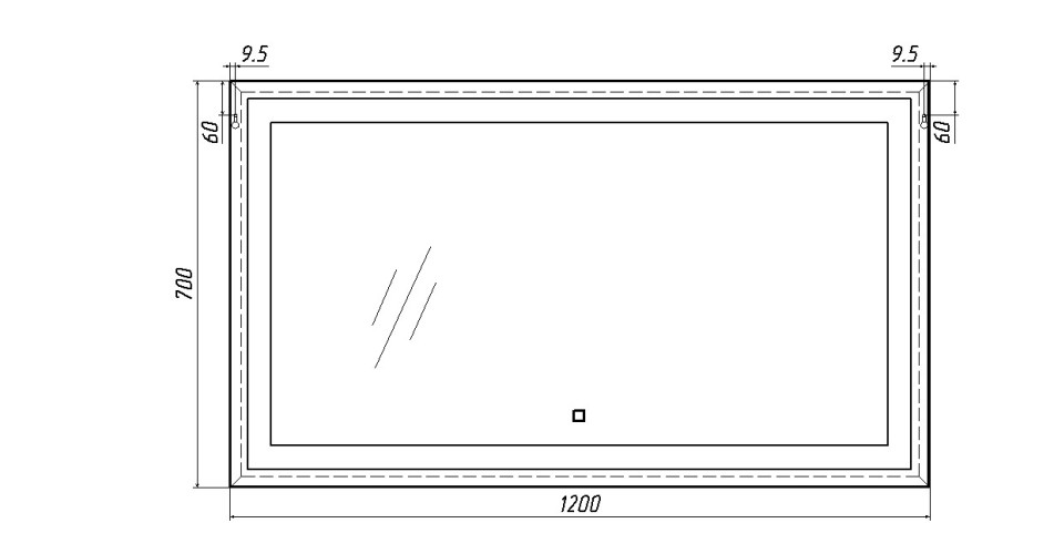 Зеркало Even 120 alum с подсветкой Sansa