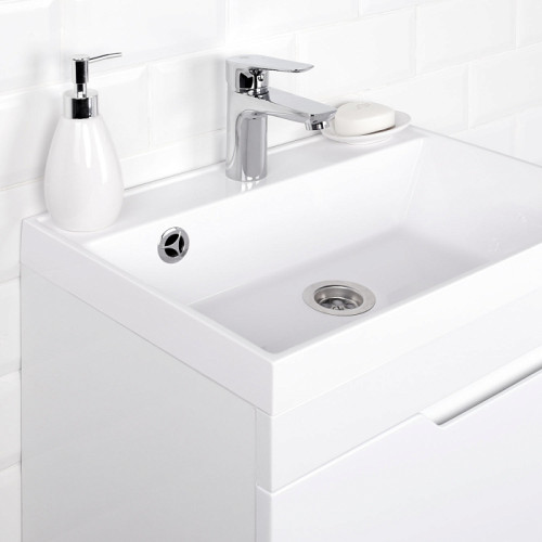 Тумба Итана Alexa 50 493х343х570 подвесная с раковиной Clarissa 50 левый Белый глянец (CS00080610)