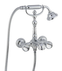 Emmevi The One, смеситель для ванны. Металлические ручки + большие прозрачные кристаллы, цвет хром