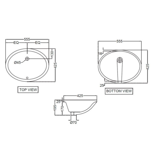 Раковина встраиваемая снизу Jaquar Florentine 42.5х55.5х19.5, фаянс, цвет Белый (FLSWHT5701)