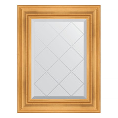 Зеркало настенное с гравировкой EVOFORM в багетной раме травленое золото, 59х76 см, BY 4030