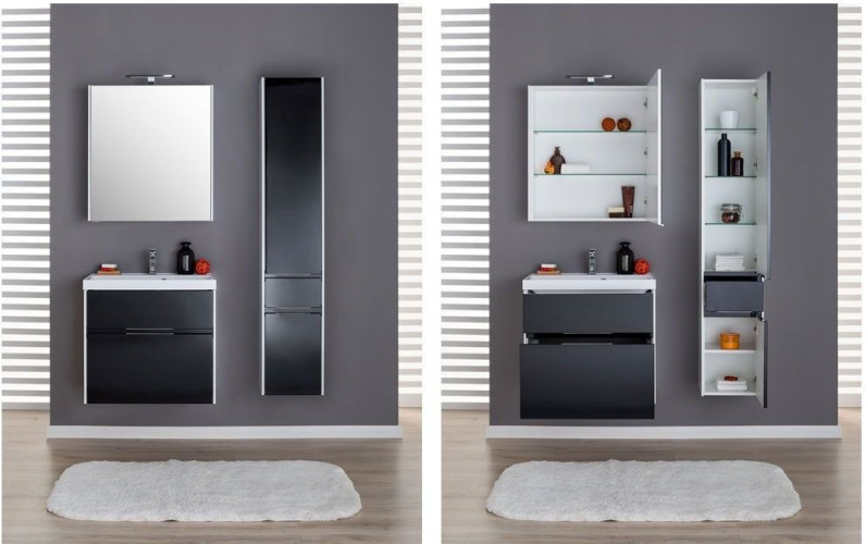 Мебель для ванной Aquanet Латина 70 черный (2 ящика)