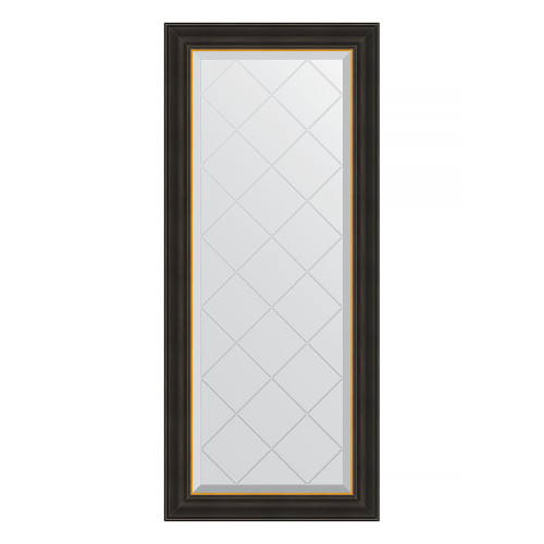 Зеркало настенное с гравировкой EVOFORM в багетной раме чёрное дерево с золотом, 54х124 см, BY 4530