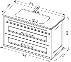 Тумба с раковиной Aquanet Бостон М 100 белый (ручки золото, раковина Бостон 100)