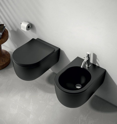 Olympia Milady, подвесное биде c крепежом, 52x37 см, цвет черный матовый