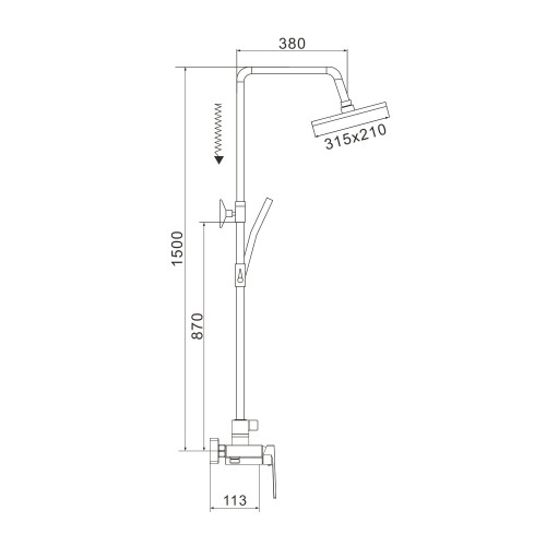 Душевая система Rose R1836H-6, черный