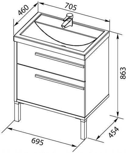Тумба с раковиной Aquanet Фостер 70 эвкалипт мистери/белый