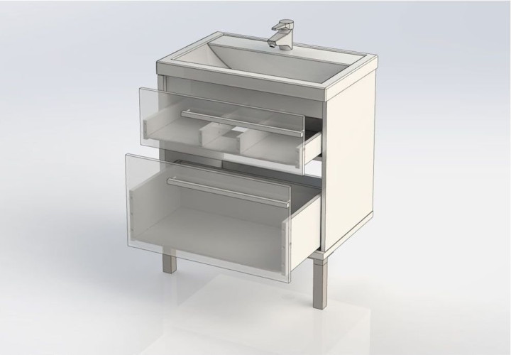 Тумба с раковиной Aquanet Фостер 70 эвкалипт мистери/белый