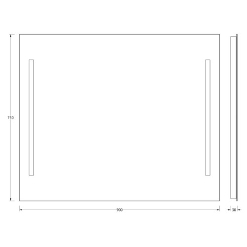 Зеркало настенное c 2-мя встроенными LUM-светильниками Lumline EVOFORM 90х75 см, BY 2018