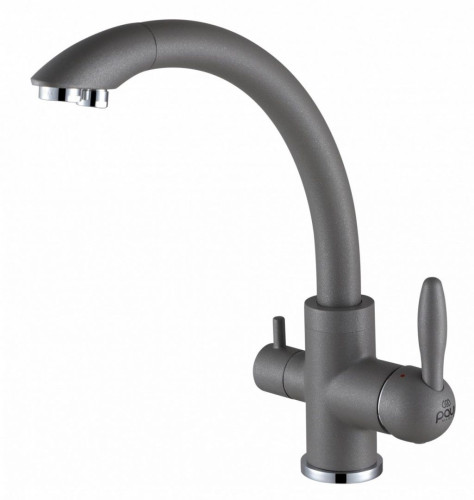 Смеситель для кухни Paulmark ESSEN, серый металлик, две воды, Es213001-402, Paulmark
