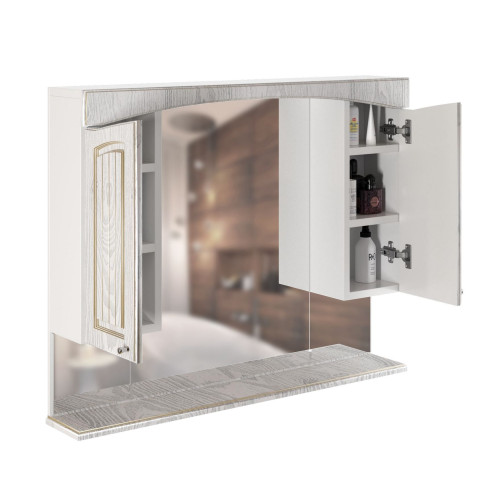 Зеркало-шкаф навесной без подсветки MIXLINE Крит-105 патина золото (533129)