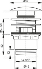 Донный клапан для раковины Alcadrain click/clack 5/4&quot;, цельнометаллический с большой заглушкой, хром (A390)