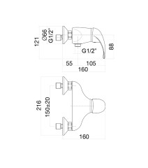 Смеситель для душа Fiore NEXUS 43CR1600, хром