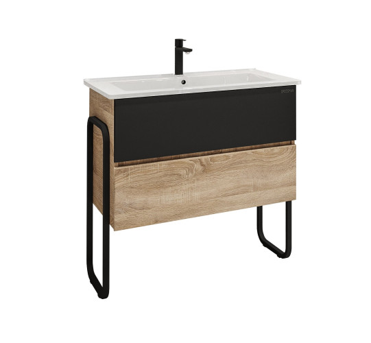 Тумба напольная Grossman СОЛИС-85 см с 2-я ящ. дуб сонома/черная (ум. Оскар-85)