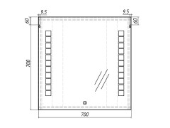 Зеркало Quadro 70 alum с подсветкой Sansa
